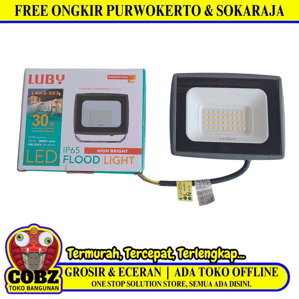30 WATT / LUBY LBKS-503 Lampu Kap Sorot Tembak Jalan Flood Light Warna Cahaya