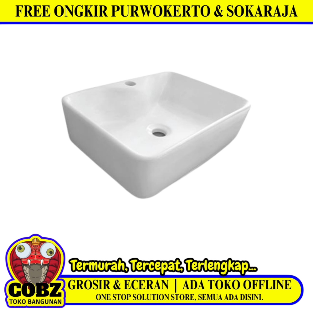 48 CM x 37 CM x 13.5 CM / VOLK SENNA A306 Wastafel Cuci Tangan Besar White Keramik