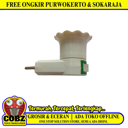 DEXICON Fitting Fitting Lampu Saklar Steker Colok Dinding Tidur + Switch Putih