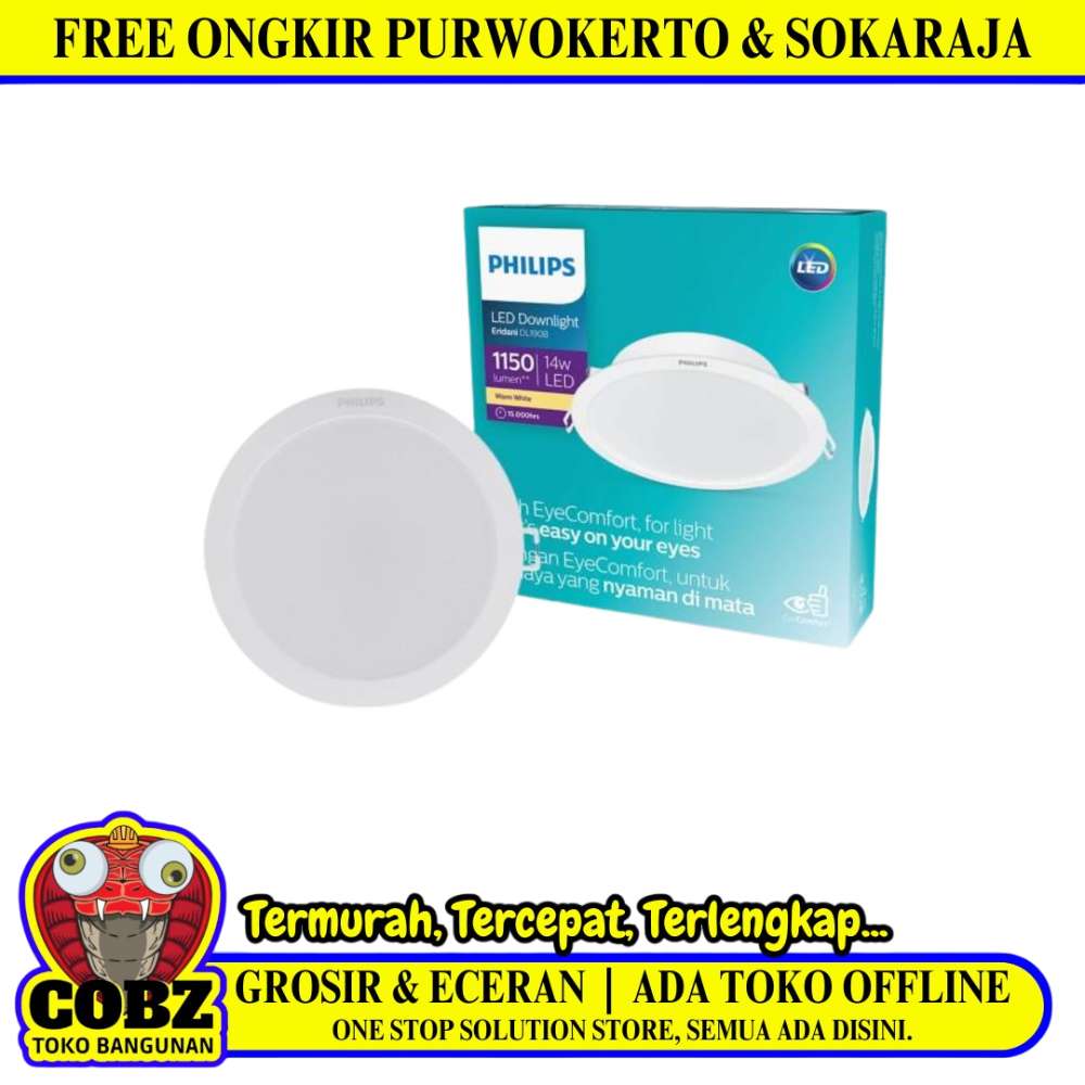 14 WATT / PHILIPS LED Downlight Lampu Tanam Plafon Warm White