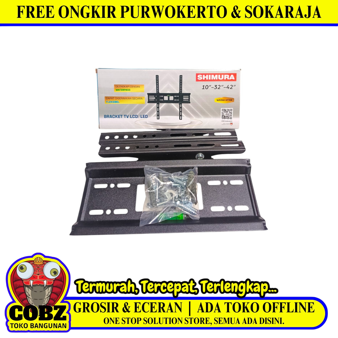 10 IN - 42 IN / SHIMURA Bracket TV Biasa Tempel Besi Set