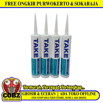 300 ML / TAKE Lem Silicone Sealant Kaca Akrilik Neutral Botol - (Clear)