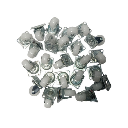 1 IN / NSK Roda Hidup Trolly Bentuk Plat 25 MM Nylon Putih 24 Pcs Dus