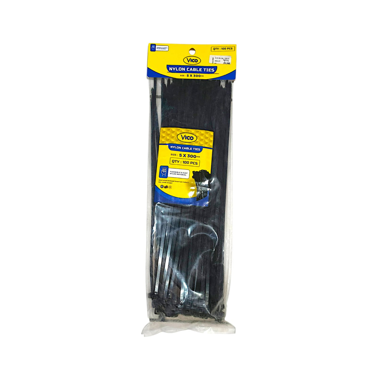 5.4 MM x 300 MM / VICO Kabel Cable Ties Tali Ripet 30 CM Hitam Pack