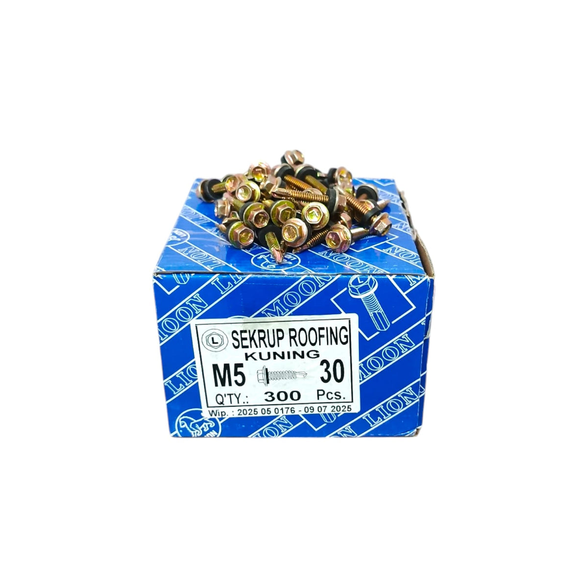 #5 x 30 MM / MOON LION Roofing Baut Sekrup Atap Baja Ringan Kuning Dus